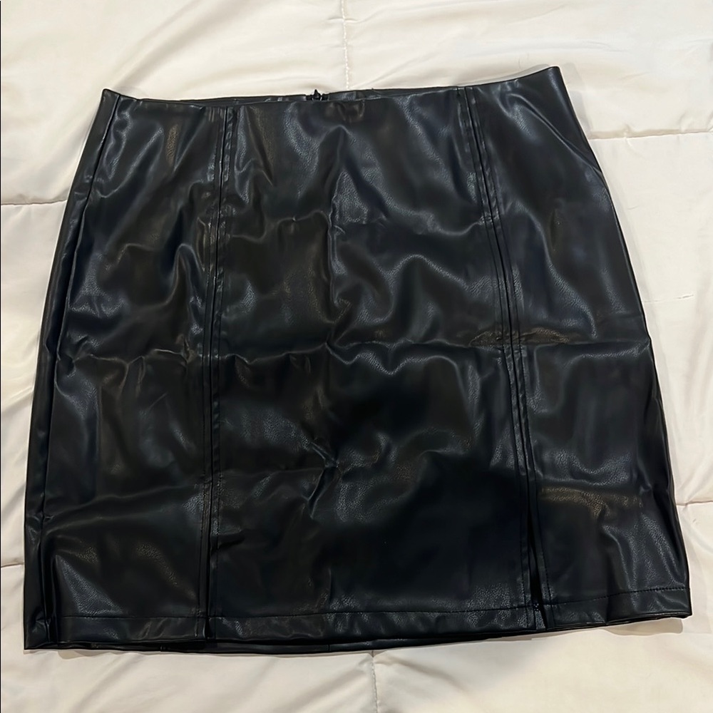 Black Faux Leather Skirt